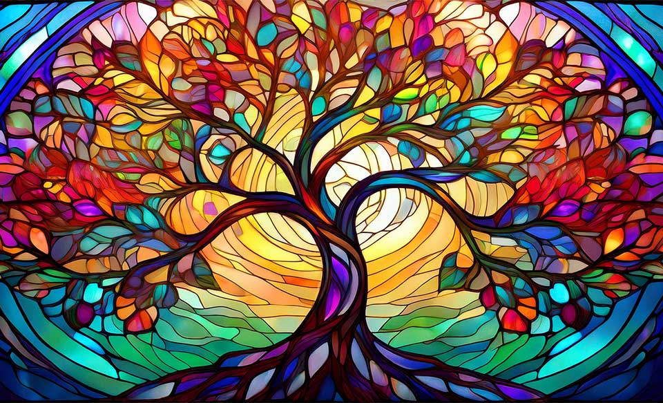 stained glass tree