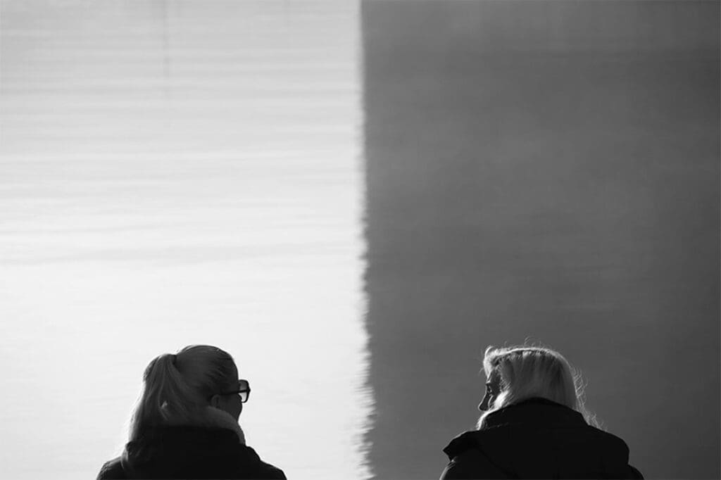 two women talking